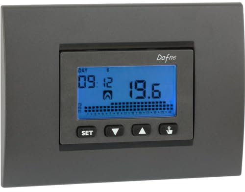VEMER VN166500 DAFNE - Cronotermostato Digitale da Incasso, Programmazione Settimanale, Alimentazione a Batterie, Bianco/Antracite
