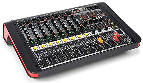 Power Dynamics PDM-M804A 8-Channel Music Mixer with Built-in Amplifier, Bluetooth & USB Playback, Multi-FX Processor for Live Sound and Stage Performances