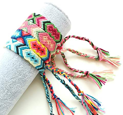 FISHSHOP Gewebt Armband 4 Stück Handgefertigt Verschiedene Bunte Geflochtene Zarte Ausgefallene Design Freundschaft Besondere Lokale Merkmale Cart Art