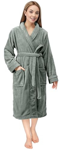 NY Threads Robe de Chambre à Col Châle Pour Femme, Vêtements de Nuit et d'intérieur Doux et Douillets, Grand, Gris Acier