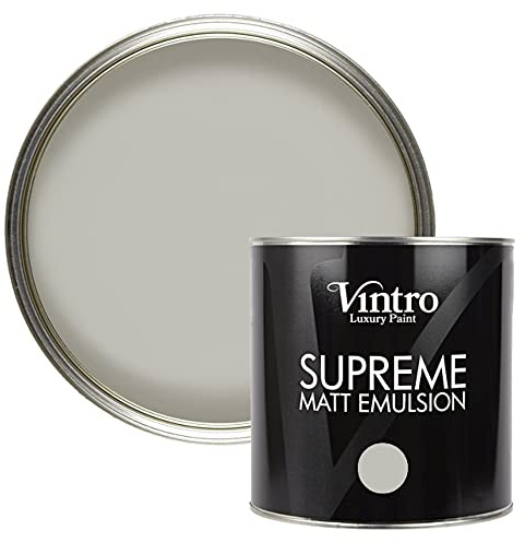 Vintro Paint | Luxury Matt Emulsion | Light Grey | Smooth Chalky Finish | Multi Surface Paint | for Walls, Ceilings, Wood and Metal 2.5L (Tower Bridge)