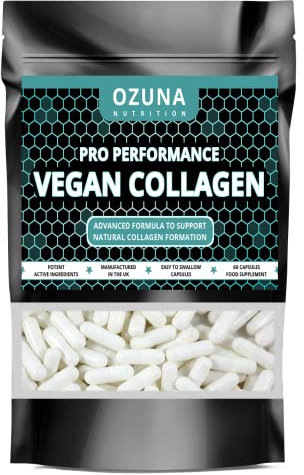Vegan Collagen Booster - 30 Day Supply - Plant-Based Vegetarian Collagen Builder Supplement - Keratin & Elastin Support for Skin, Hair, Nails & Joints - Vegetarian Capsules