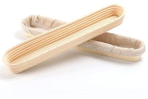 Baguette Banneton Lot de 2 paniers à pain et doublure en lin 38 cm en rotin naturel