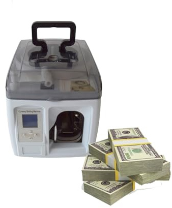 INTBUYING Currency Binding Machine Paper Tape Banding Machine Intelligent Money Packer Packing Bank Note Machine 110v for Packing Money