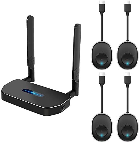 Wireless Hdmi Transmitter and Receiver 4k. One Receiver and Four Transmitter,Switch at Will,165FT/50M VGA Dual Screen Casting Video Audio from PC/Laptop/Netfix/TikTok to Monitor,Projector Equipment
