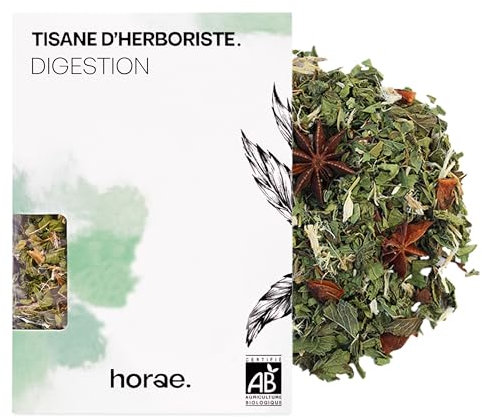 Horae - Tisane digestion bio vrac - Infusion de verveine, menthe, thym, citron, badiane - Tisane digestive pour éliminer - Tisane d'herboristes produite en France