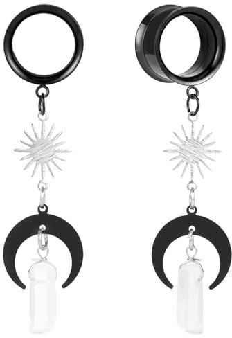 DOEARKO Örondilator 1 par Flesh Tunnel med Stjärna Hängen Rostfritt Stål Double Flared Tunnel Kedja Tunnel Expanders Stretchers för Män och Kvinnor, 8 mm till 16 mm, 16mm, Rostfritt stål, Rostfritt
