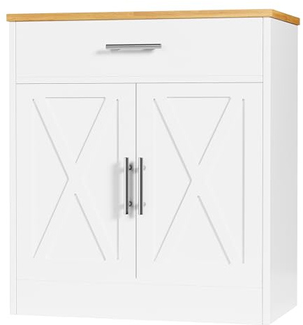 Shintenchi Farmhouse Storage Cabinets with Doors and Shelves,Kitchen Barn Door Storage Cabinet with Drawers,Coffee Bar Cabinet Buffest Sideboard for Dining Room,Bathroom,Entryway