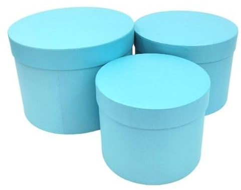 INERRA Flower Hat Boxes Florist Box Vase - Set of 3 (Baby Blue)