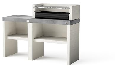 TUOZI - PACK 5 PLAN – COCINA DE EXTERIOR PLAN 1 PLUS – Barbacoa Modular con Parrilla Niquelada de 70 x 33 cm (137 x 47 x 102 cm)