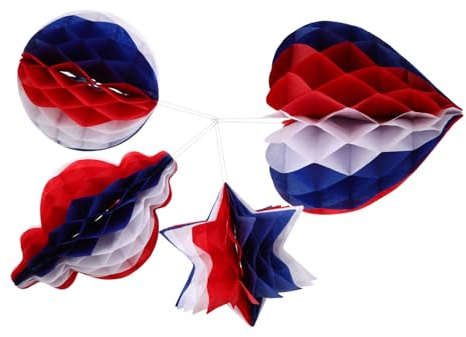 STOBAZA 4 Pezzi Decorazioni Nido d Patriottiche Blu Sfere Forma Stella e Tondo per Festa e Celebrazioni Indipendenza Usa