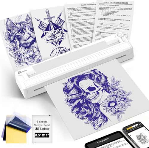 TATOPRT Milestone M9 Professional Tattoo Stencil Printer, Upgraded 2-in-1 Wireless Bluetooth Portable Thermal Printer for Tattoo Stencils & Documents Compatible with Phone/Tablet/PC