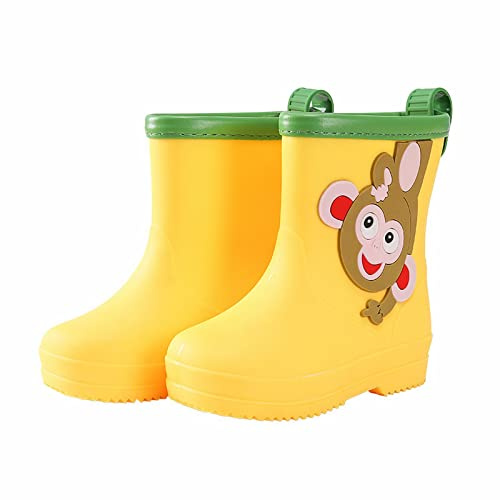 Generisch Stivali di gomma per bambine e bambini, antiscivolo, suola antiscivolo, in plastica leggera, per pioggia e avventure quotidiane, per bambini, giallo., 6-8 Jahre