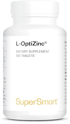 L-OptiZinc - Forme de Zinc la mieux Absorbée et plus Puissante - Contribue à Maintenir la Santé des Os et de la Peau - Apportant 30 mg de Zinc Élémentaire - Antioxydant - Vegan - Supersmart