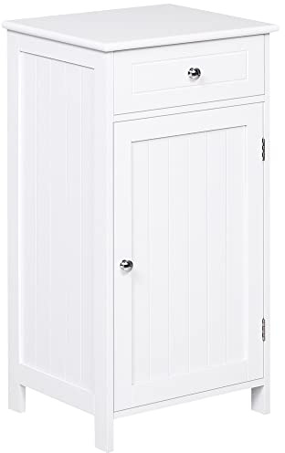 kleankin Mobiletto Armadietto 2 Cassetti, Mobile Bagno Design Anti-Ribaltamento da Bagno in MDF, 43x34x77 cm, Bianco