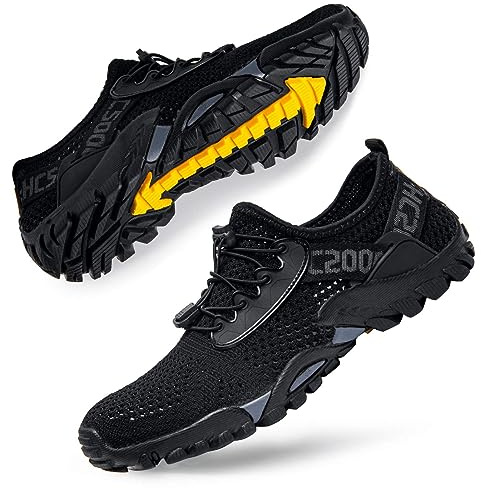 Water Shoes Womens Mens Quick-Dry Barefoot Aqua Swim Shoes for Hiking Surf Yoga Diving All Black