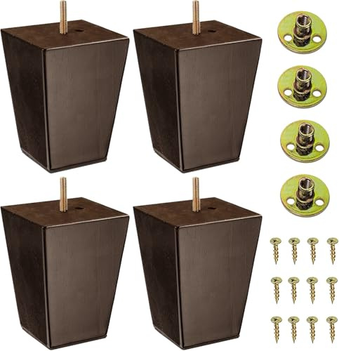 The Blue Cactus Company Wooden Furniture Legs Set of 4-5 in Espresso Square Tapered Screw-in Legs - Bench Replacement Feet