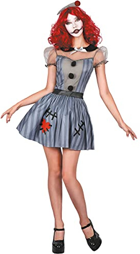 DEGUISE TOI Horror-Puppe Damenkostüm für Halloween grau-schwarz-rot - Grau, Silber