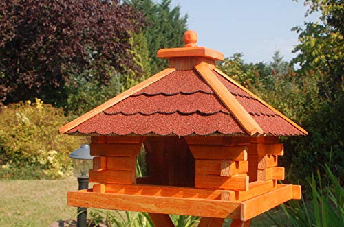 DEKO VERTRIEB BAYERN XXXL Premium Vogelhaus mit/ohne Ständer Futterhaus Vogelfutterhaus Vogelvilla, Farbe: Rot