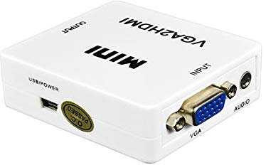 1080P Mini Convertisseur Adaptateur VGA vers HDMI avec Adaptateur Vidéo Audio VGA2HDMI pour Ordinateur Portable pour Projecteur HDTV, 1 X Adaptateur et 1 X Câble de Chargeur USB