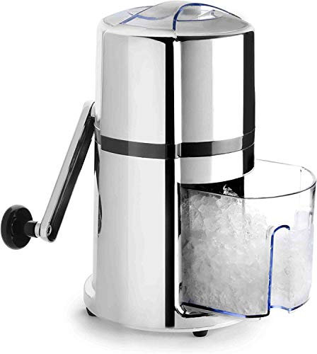 DWD® Premium Manual Ice Crusher Rotary Handle with Non Slip feet 16x26cm Stainless Steel/Black Weighted Base Mini Bar Make The Perfect Drink