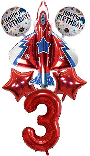 DIWULI Globos de Cumpleaños Avión 3 Años - Jet Inflable
