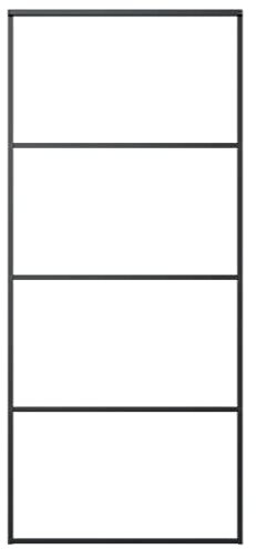 vidaXL Sliding Door, Barn Door for Home Internal Living Room, Sliding Door Panel with Assembly Kit, Sliding Gate, Aluminium and ESG Glass Black