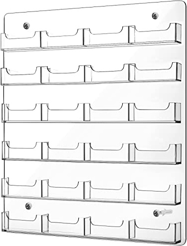 Lincia Porte-cartes de visite mural à 24 poches - Support horizontal en acrylique transparent - Pour documents et brochures - Organisation à suspendre pour bureau