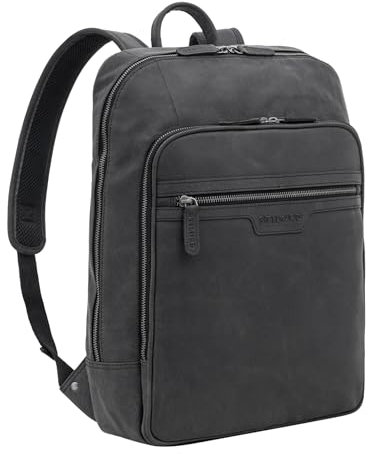 STILORD 'Malik' Business Rucksack Leder Groß Lederrucksack XL Lehrerrucksack Vintage Design 15,6 Zoll Laptoprucksack für Aktenordner Echtleder Für Trolley, Farbe:anthrazit