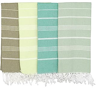 PADISHAHHOME Oversized Turkish Beach Towel 38’’x71’’ - Set of 4 | 100% Turkish Cotton Lightweight Sand Free Quick Dry Pool Towels | Extra Large Bath Towels for Adults Beach Essentials