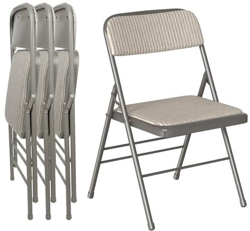 Chleby Lot de 4 Chaise Pliante Interieur Tissu, Chaise Visiteur Chaises Pliantes Chaise de Salle à Manger Pliante conviennent à la Cuisine, à l'intérieur, à l'extérieur, à la Salle de conférence, Gris
