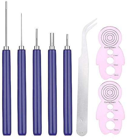 xromtbem 8 Stück Papier Quilling Werkzeuge Kit 5 Größen Rolling Curling Quilling Nadel Stift Curling Coaches Set für Papier Handwerk Quilling Schlitzwerkzeuge mit Edelstahlkopf