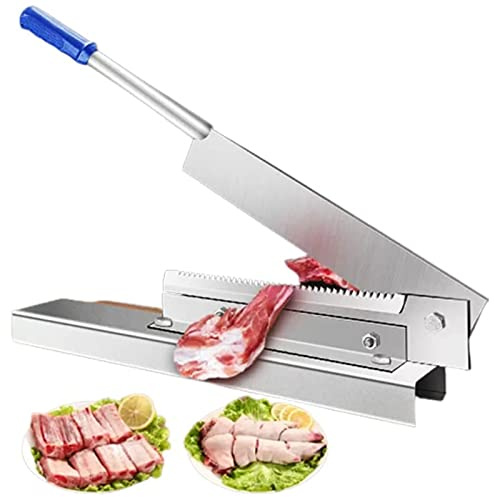Affettatrice per carne manuale in acciaio inossidabile 304 addensato, affettatrice per carne congelata con lama da 40 cm Porta lama da 12 mm di spessore Risparmia fatica, taglia ossa