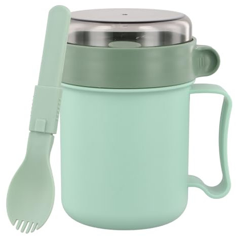 Rundago Tazza da Cereali con Cucchiaio, Tazza per Yogurt a Prova di Perdite da 500ml, Cereali to Go Contenitore Frutta Insalata, Contenitori Alimentari Portatili per Bambini e Impiegati (verde)