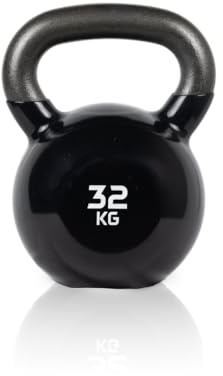 RUSTER Kettlebell Studio 32kg. Pesa Rusa recubierta de Vinilo, Mango Ergonómico, Base Estable, Entrenamiento Funcional, Fitness en Casa.