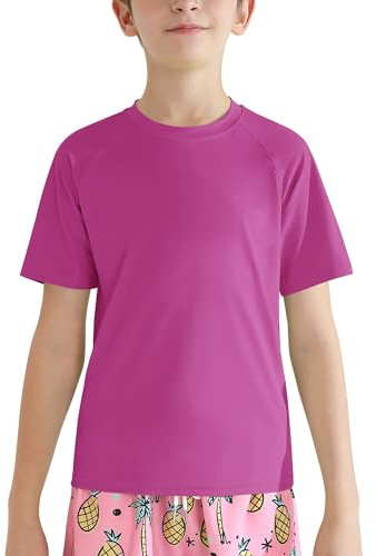 Valcatch Magliette da Bagno UPF 50+ Rash Guard per Bambini Adolescenti Maglietta a Maniche Corte atletiche ad Asciugatura Rapida UV SPF Pesca Surf Acqua Top da Spiaggia Allenamento