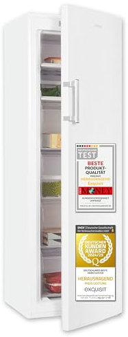 Exquisit Gefrierschrank NoFrost, Tiefkühlschrank groß, 194 Liter, Alarm-Funktion, 4-Sterne-Gefrieren, Schnellgefrieren, LED-Display, GS5271-NF-H-010E
