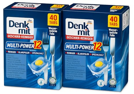 Denk mit - Spülmaschinen-Tabs Geschirrspüler Multi-Power AllinOne Doppelpack - 80 Tabs (2 x 40 Stück) + PurLife Sticker
