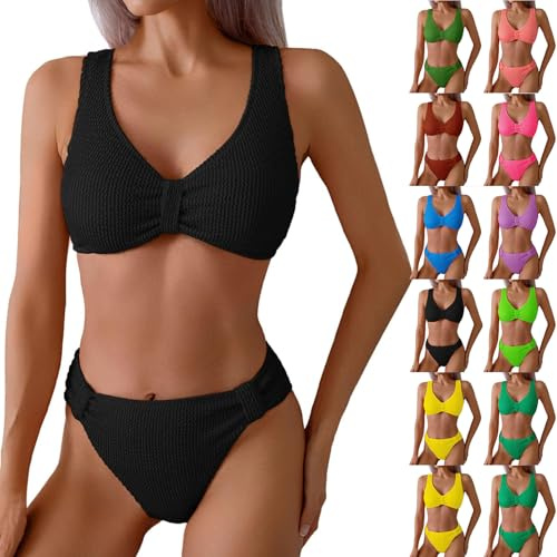 Bikinis Mujer 2025 Talla Grande Brasileño Bikini Push Up Reductor Dos Piezas Sexy Bañadores Mujer Braga Alta Familiar con Relleno Verano Fatos De Banho Mulher Negro L