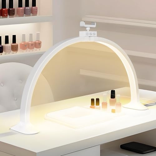 Lmaqfum Lampada Extension Ciglia, 71CM 36W Lampada Da Scrivania Per Unghie A Mezza Luna, Lampada da Tavolo per Unghie con Porta Cellulare, Half Moon Light Per Manicure, Extension Ciglia, Tatuaggio