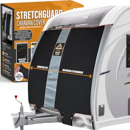 Xtremeauto STRETCHGUARD Caravan Front Towing Cover – Universal Fit, Waterproof, UV Protective, Lightweight & Durable Front Cover – Stretch-Fit Design – Fits Most Caravans (Small (88–94)