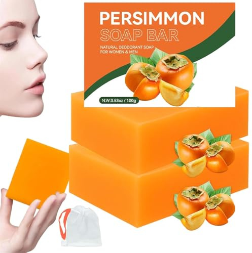 Persimmon Soap for Body Odor,Persimmon Goats Milk Soap,Handmade Body Deeply Cleansing Bar Soaps for Old People Smell,Moisturizing Natural Anti-odor Goat Milk Soaps for Skin on the Face and Bodys (2)