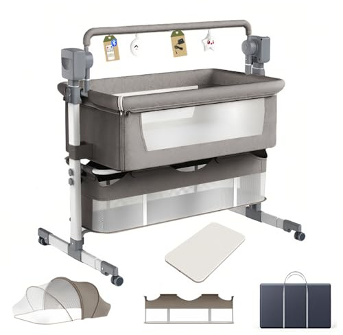 Dziranam Next To Me Cot Bedside Co-Sleeper,Light Grey
