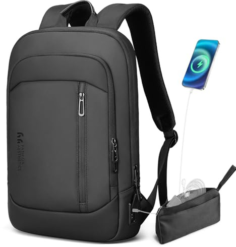 Mochila Ultra Delgada para Hombre y Mujer Mochila Portátil 15,6 Pulgadas