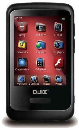 MP3 D Jix M590 Lecteur audio vidéo et radio FM 4GO NOIR Lecteur carte Micro SD écran 2.4’’ tactile