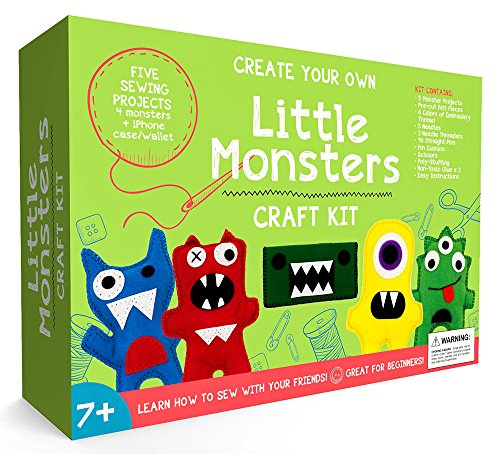 Little Monsters Beginners Sewing Kit - Awesome Gift for Girls & Boys Ages 7 to 13, Best Educational Craft Kit & Toys for Kids