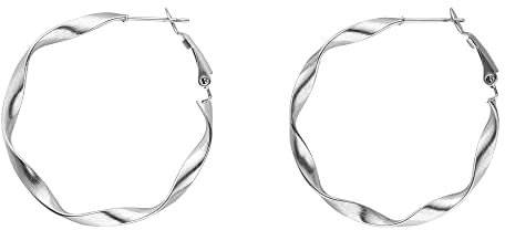 PURELEI® Ke Kai Ohrringe (Silber), Wasserfeste Ohrringe für Damen, Gedrehte Creolen aus Edelstahl, Geschenk für Frauen, 42mm Durchmesser