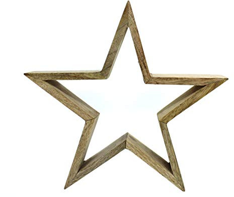 DARO DEKO Holz Stern massiv Natur 28 x 28cm