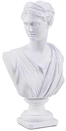 11.8 Inch Classic Greek White Athena Woman Bust Statue, Large Resin Roman Goddess Anna Sculpture for Home Décor