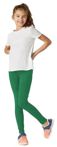 BODYWEAR LTD - Girls' Kids Plain Leggings - Children and Teen Basic Stretchy Full-Length Pants for Everyday - Style and Active Play – Perfect for School, Travel, Sports (Bottle Green, 9-10 Years)